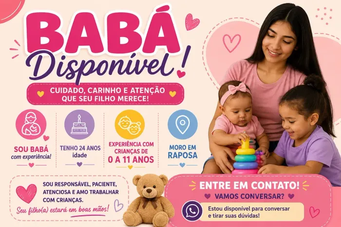Disponível para vaga de baba