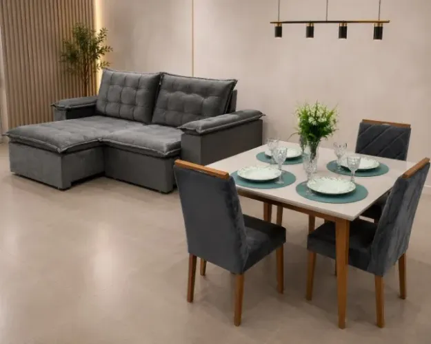 Mesa com 4 cadeiras + Sofá Retrátil ENTREGA HOJE