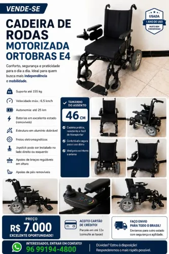 Cadeira de Rodas Motorizada Ortobras E4 - Excelente Oportunidade!