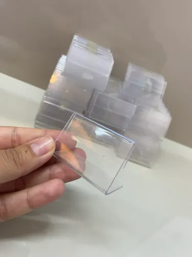 Kit 74 Displays Porta Preço em Acrílico Cristal 5x3cm para Exposição