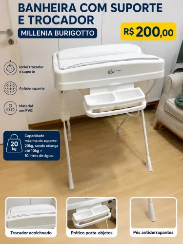 Banheira Burigotto suporte e trocador