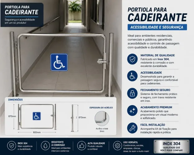 Portinhola de Acessibilidade para Cadeirante em Inox 304