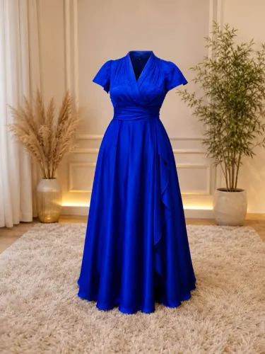 Vestido Longo Alfaiataria Azul Royal
