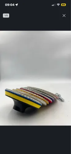 Kit 7 discos diamantados para lixar e polir mármore e granito + suporte