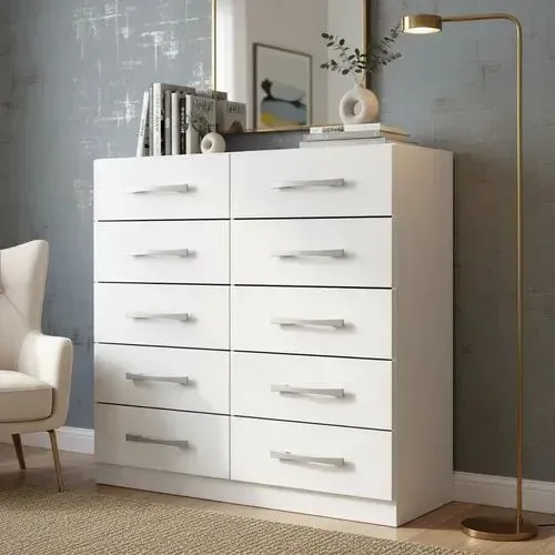 Cômoda Branca 10 Gavetas MDP Pintura UV Torres Rodial
