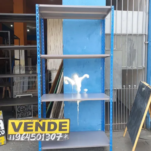 prateleira estante c/ 5 bandejas pes coluna reforcada azul