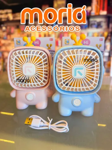 Mini Ventilador Portátil Recarregável - Design Fofo com Anteninhas USB