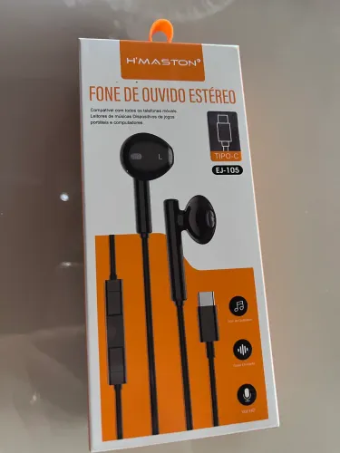 Fone de Ouvido Tipo-C H Maston EJ-105 Novo na Caixa com Microfone