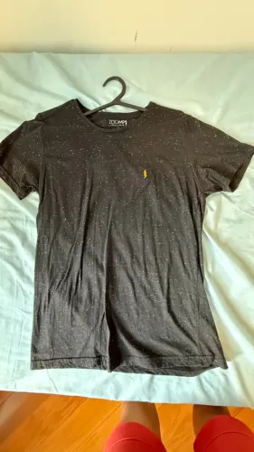Camisa Zoomp P Cinza com riscos brancos