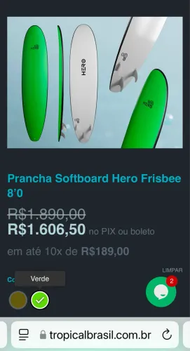 Prancha Hero 8.0 tropical brasil nova pouco uso
