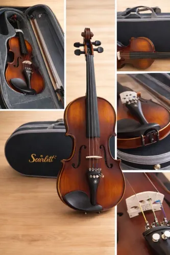 Violino 4/4 completo Scarlett maciço + case Luxo