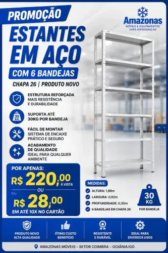 Prateleira Metal com 06 Bandejas - Nova 