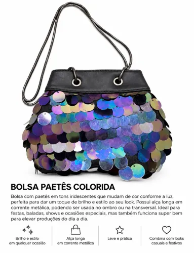 Bolsa de paetês colorida 