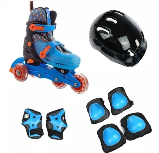 Patins com Capacete, Luvas, Joeleiras, Cotoveleira infantil 32 a 35s