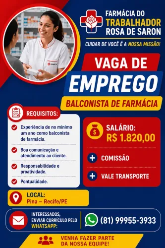 VAGA DE BALCONISTA DE FARMÁCIA