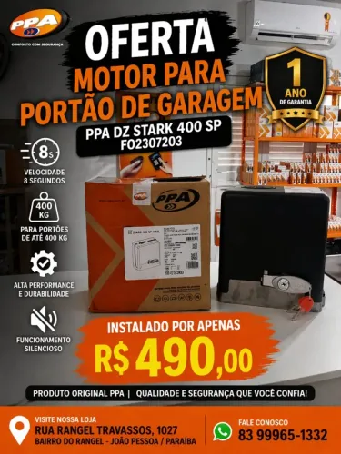 MOTOR PARA PORTÃO PPA DZ STARK 400KG SP ANALOGICO VALOR JA INSTALADO NO LOCAL, F02307203