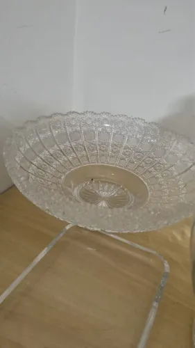 Centro de Mesa / Fruteira em Cristal Puro Trabalhado Vintage