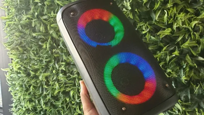 Caixa de Som Bluetooth Rock Box Altomex com LED e Karaokê super Potente