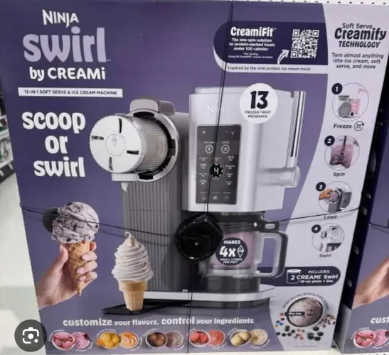 Maquina de fazer sorvete ninja. 13 programas. Modelo NC701. Prata e cinza.