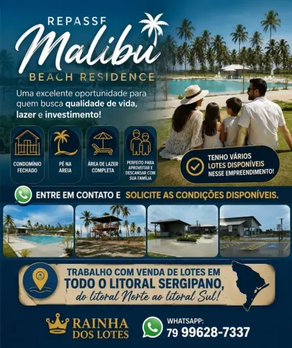 TERRENO MALIBU LOTE 268 - Norte prox ao primeiro clube - RAINHA DOS LOTES