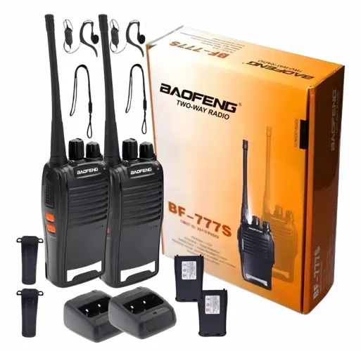 Kit Par 2 Radio Baofeng 777s Walk Talk Comunicador 16 Canais