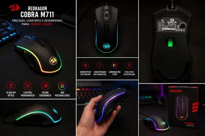 Mouse Gamer Redragon Cobra M711 RGB 10.000 DPI