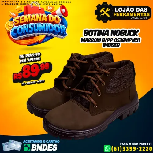 Botina Nobuck Marrom B/PP 053GMPVC11 Imbiseg