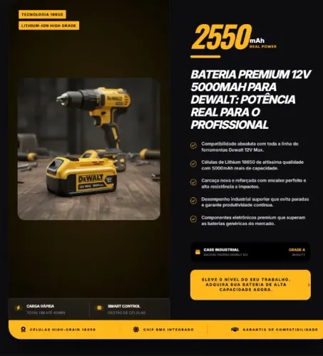 Bateria paraParafusadeira/Furadeira Dewalt
