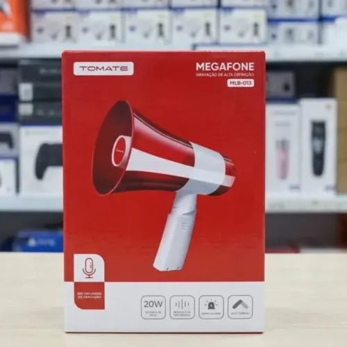 MEGAFONE PORTÁTIL TOMATE MLB-013 COM GRAVAÇÃO E SIRENE