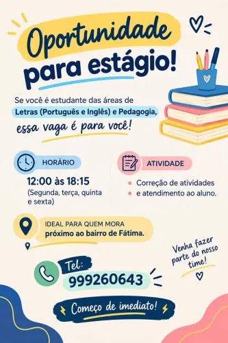 Vaga de estágio na área da educação