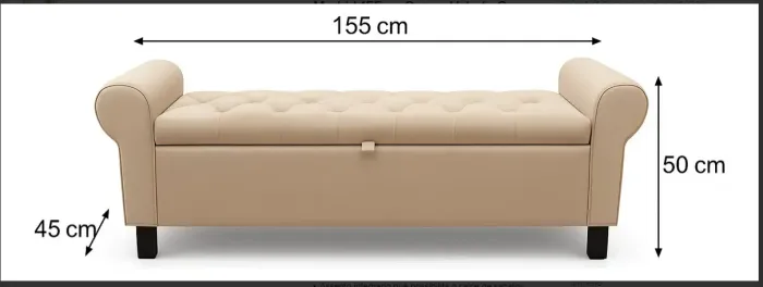 Puff Baú Sapateira Madrid 155cm (Veludo Cor Areia) - Estado Novo