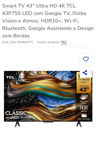 Tv 43 polegadas 4k TCL