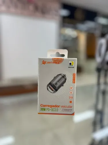 CARREGADOR VEICULAR TIPO C / USB SLIM TURBO PEINING 38W
