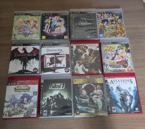 Lote jogos playstation 3 ps3 dragon age tales of skyrim dragon ball cavaleiros Zodíaco 