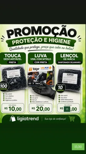 Touca, luva, lençol maca