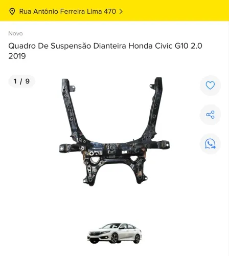 QUADRO SUSPENSÃO DIANTEIRA HONDA CIVIC G10