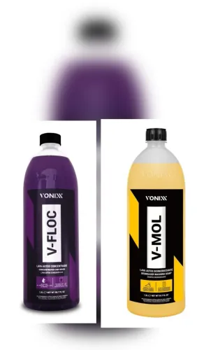 V-Mol e V-Floc para lavar seu carro. Ambos de 1.5L