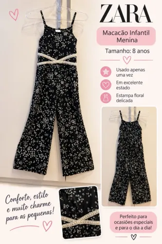 Macacão infantil menina 8 anos - Zara