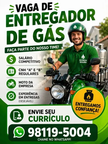 Vaga entregador de gas icui