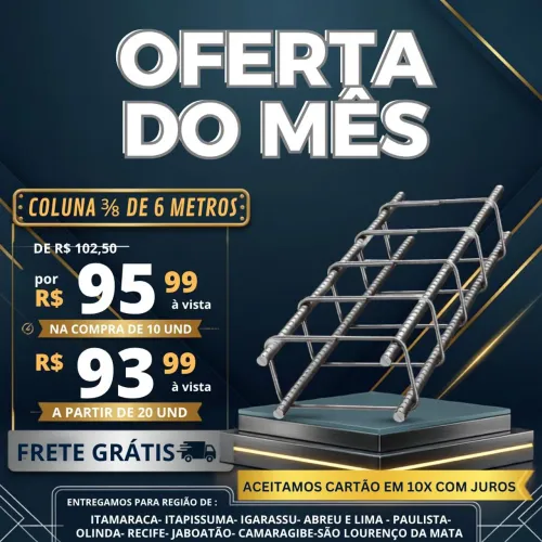 Coluna/Pilar Varão 3/8 Malha Sapata Ferragem de fábrica Nova frete grátis