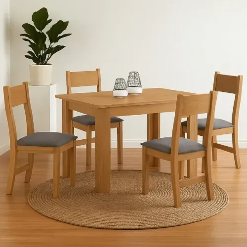 Mesa de Jantar Palace com Cadeiras Brisa Grafite (Pintura UV e Semi Brilho)