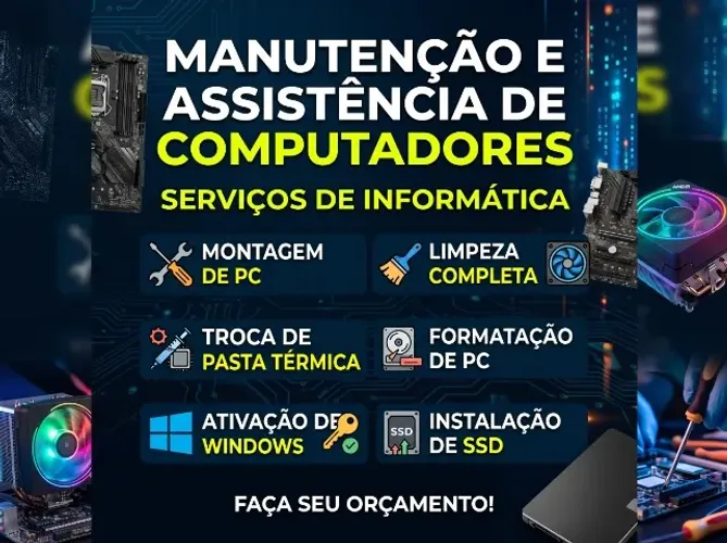 Montagem, Limpeza de PC, Formatação, SSD e Pasta Térmica