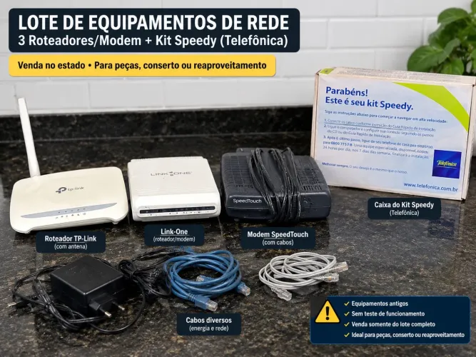 Lote com 3 Equipamentos de Rede + Kit Speedy Telefônica