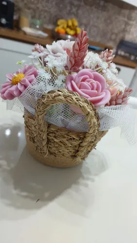 Cesta de flores, velas, presente, decoração, sorocaba