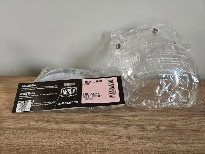 Kit Viseira Bolha Cristal + Pala Preta - Original Urban Helmets