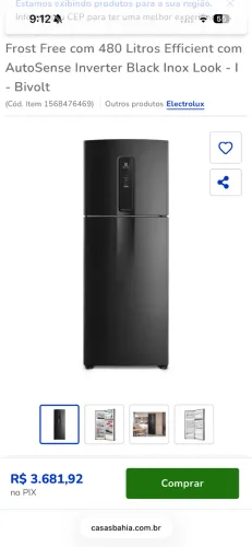 Baixou o preço !! Geladeira Frost Free com 480 Litros com AutoSense Inverter Black Inox