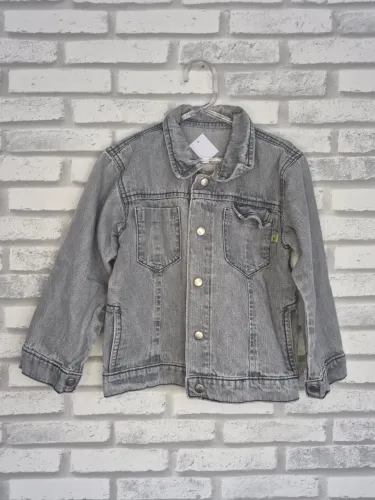Jaqueta Jeans Infantil Cinza, tam.4