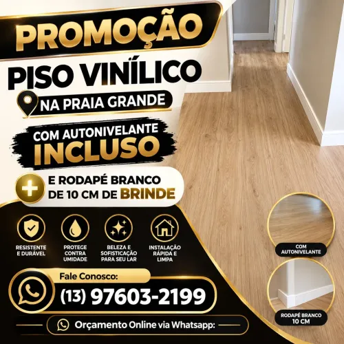 Promoção Piso Vinílico 2 mm com Autonivelante Incluso | Praia Grande | São Vicente