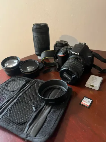 Câmera Nikon D3500 Completa + 3 Lentes Nikon + Mochila Photopro + SD 64GB
