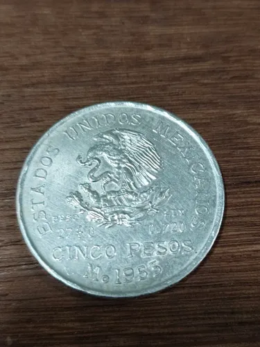 Moeda prata 0.720 1953 México 5 pesos